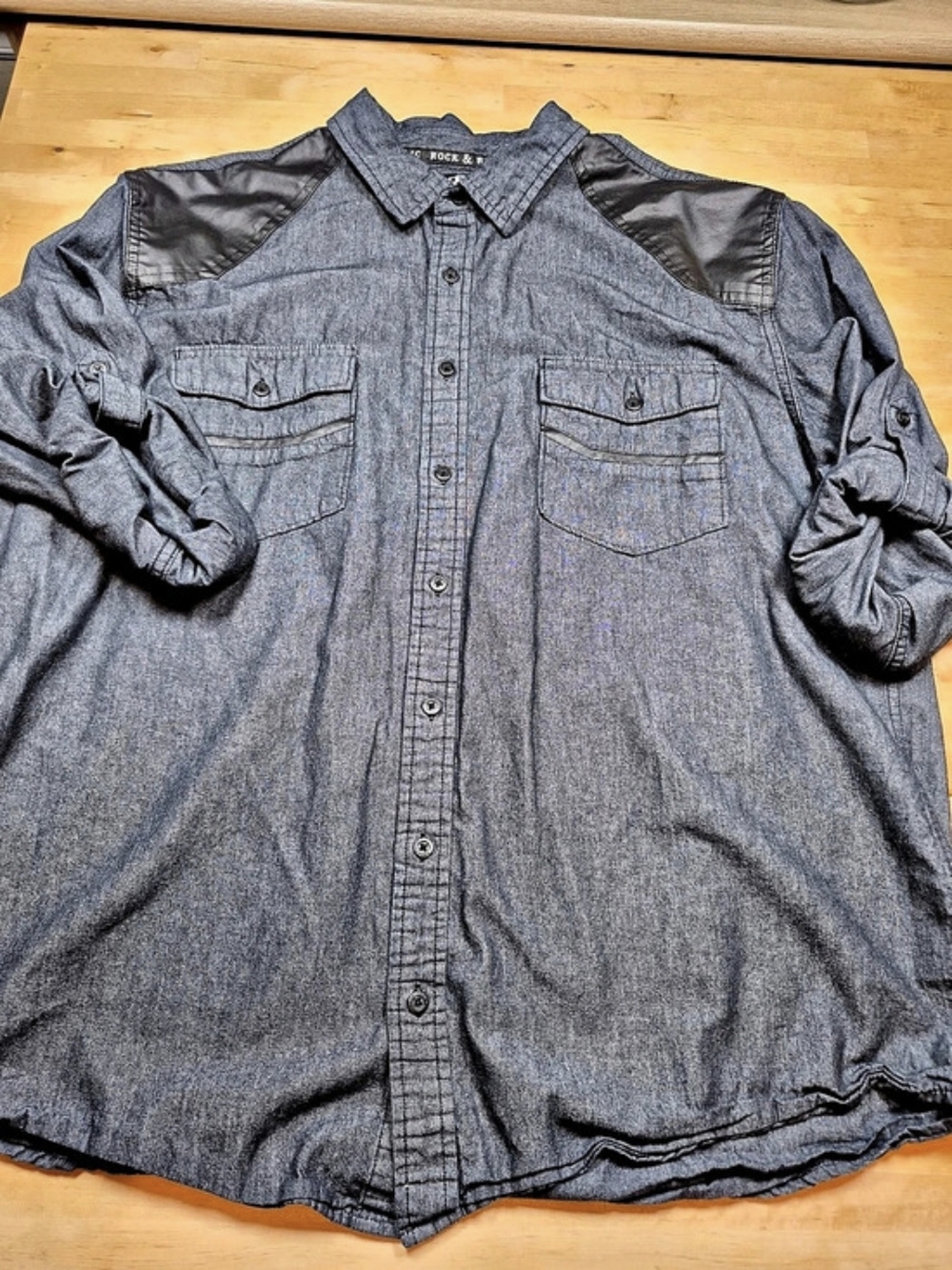 Rock & Republic Men's Cotton Denim Utility Shirt XXL